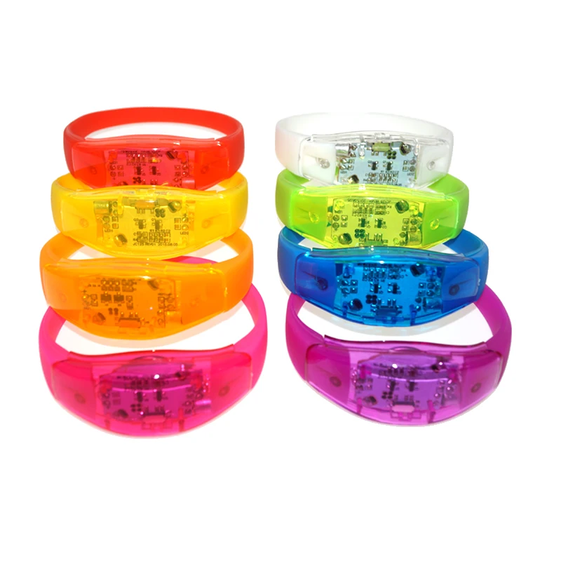 Fluorescent Bracelets Sound Control Led Flashing Silicone Bracelet Vibration Bangle 20PCS Christmas DJ wedding Party Decoration glow in the dark bracelet