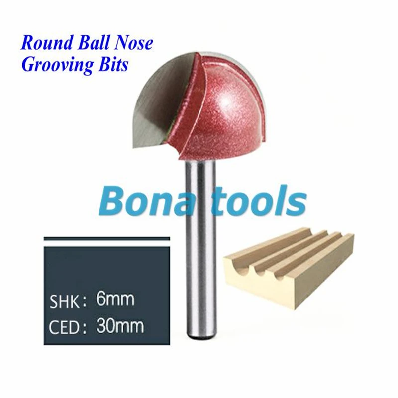 

6X30mm- Round Ball Nose Cutter /CNC grooving Cutters for Wood, CNC Router Bits Endmill/Woodworking Router Bit