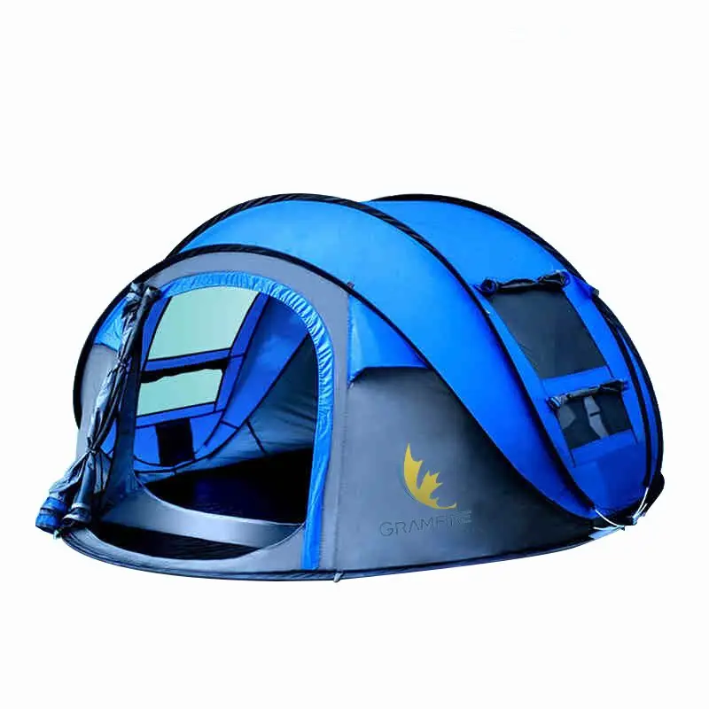 Стиль 3-4 человек открытый полюс стеклоткани всплывающие семья автоматический палатки складной Кемпинг Сверхлегкий пляж палатка с низкая цена - Цвет: Синий