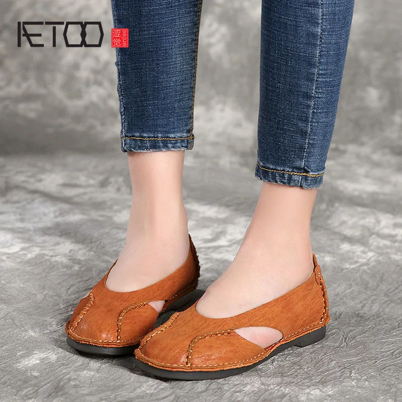 

New sandals female summer national wind original hand-stitched soft bottom soft surface leisure flat sandals female