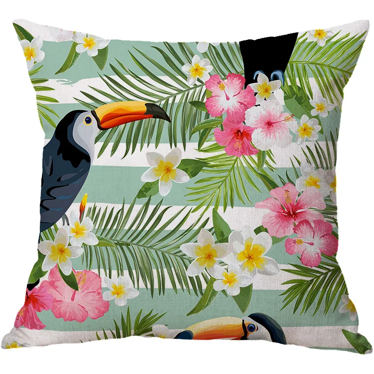 Bird Printed Cotton Linen Sofa Cushion covers 45x45cm/17x17'' Throw