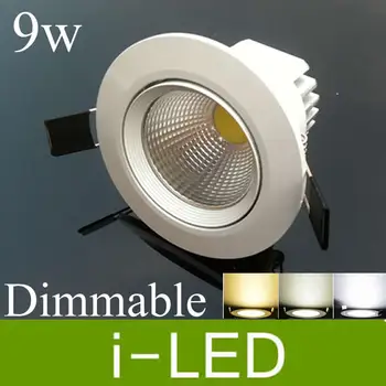 

Newest Cob 9w Led Ceiling Lights white shell dimmable led recessed spot lamp down light 110v 220v 12v Warm Cold White CE UL
