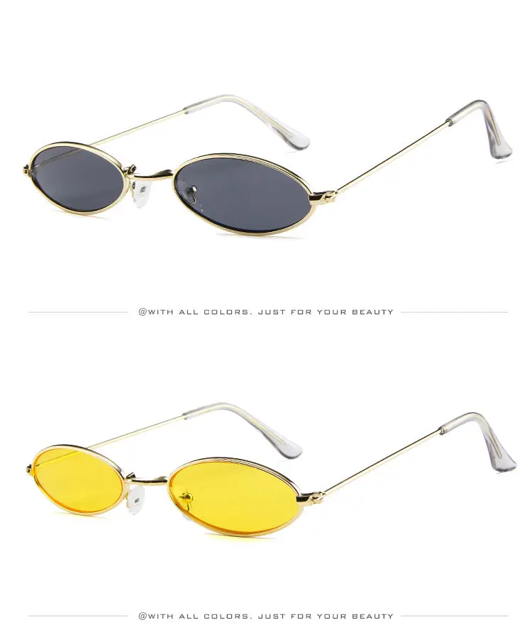 MINIMUM Small Oval Sunglasses for men male retro metal frame clear len yellow red vintage small round sun glasses for women 2018zz01 (4)