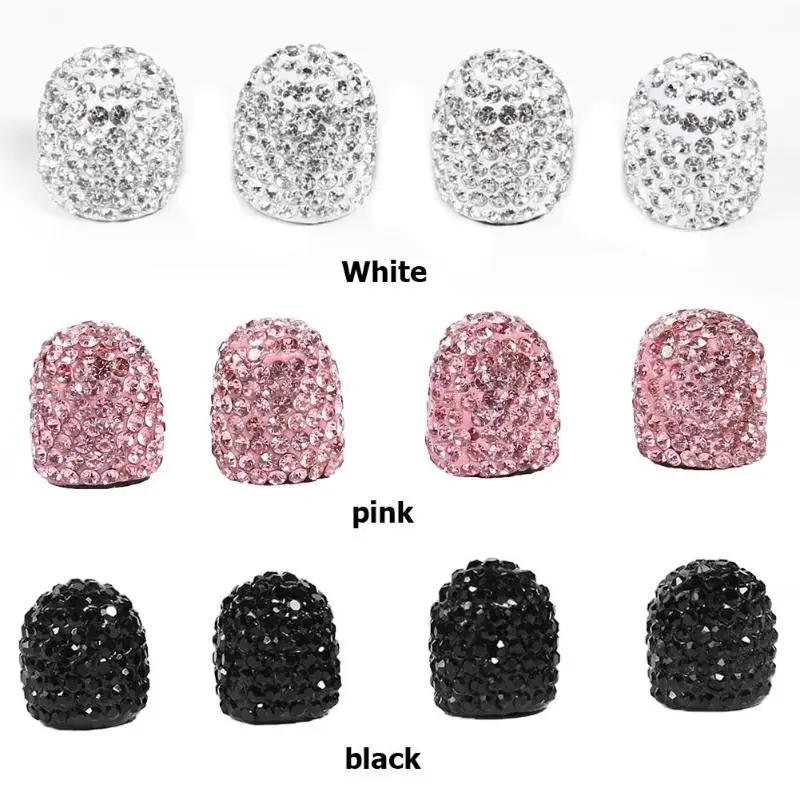 

4pcs Soft Clay Rhinestone Car Tire Valve Caps Diamond Shining Dustproof Cap Car Accessories Car Styling Lot Car Wheel Tyre Stem