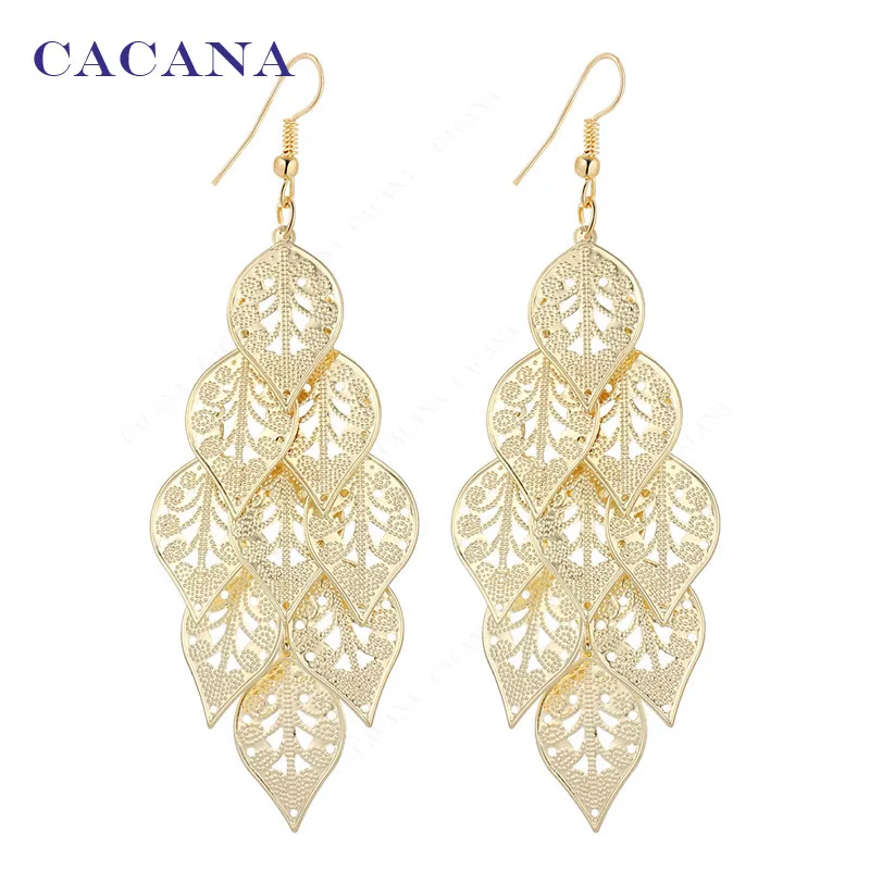 

CACANA Dangle Long Earrings For Women Symmetry Pattern Leaves Bijouterie Hot Sale No.A732 A733