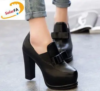 

2017 new fashion black beige women's soft PU leather pumps shoes with bow bowtie decoration PR497 female ladies casual pump