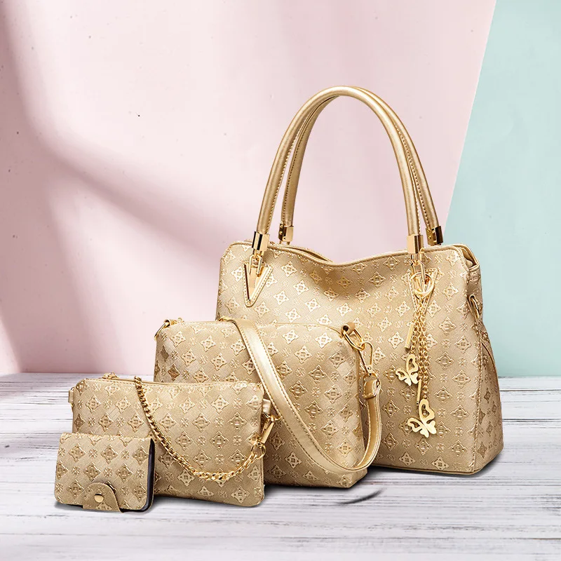 

Fashion Embossing in Europe And America One-Shoulder Cross-Body Handbag complex Four-piece set