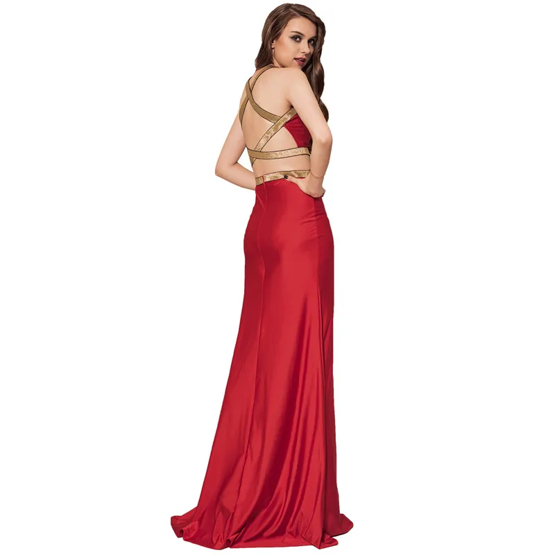 Платье длинное вечернее раздельная с золотыми краями 2 шт. V1010|plus size dress|party dress