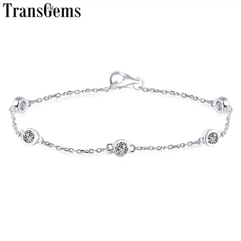 Transgems 14K 585 белого золота 0.5CTW 3mm F Цвет VVS Муассанит ссылка Браслеты для Для женщин