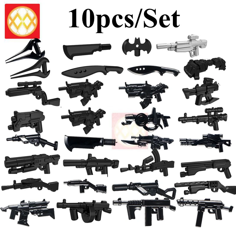 

10PCS/SET Batman Dart Rifle Submachine guns Pistol Revolver Military Swat City Police Soldier Weapon Accessories Block Kids Toys