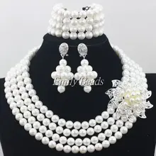 Романтические украшения для свадьбы набор свадебные Бусины Жемчужные набор Африканский костюм ожерелье браслет серьги набор FP068