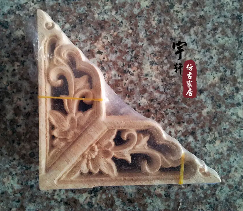 

Dongyang wood carving applique motif wood shavings corner flower wood patch chinese style ceiling partition decoration 6 6