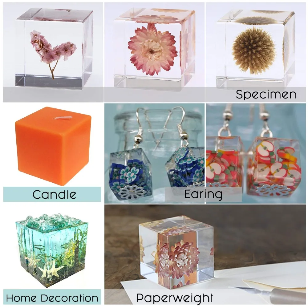 Квадратная эпоксидная силиконовая форма, кубические формы для рукоделия, ювелирные изделия, серьги, ожерелье, свеча, магический куб, пресс-папье, образец, изготовление мыла