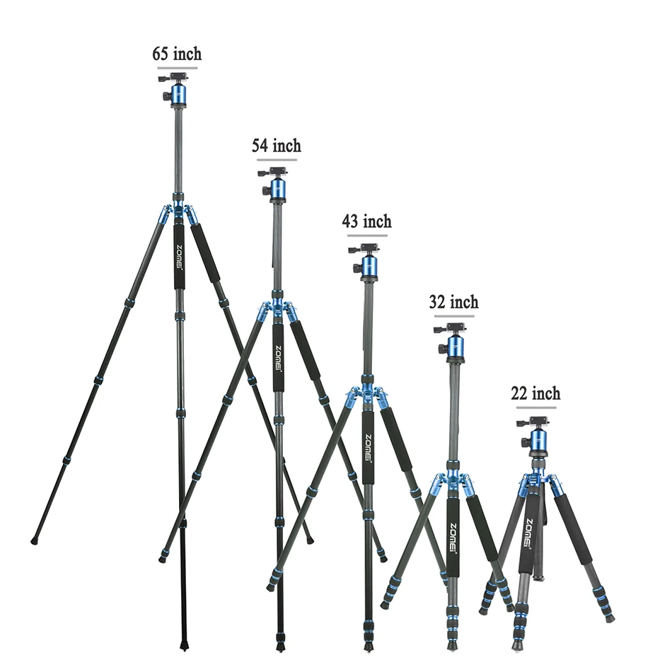Штатив ZOMEI 5 цветов Z818C Профессиональный дорожный штатив из углеродного волокна для камеры монопод и шаровая Головка с чехлом для DSLR камеры Canon