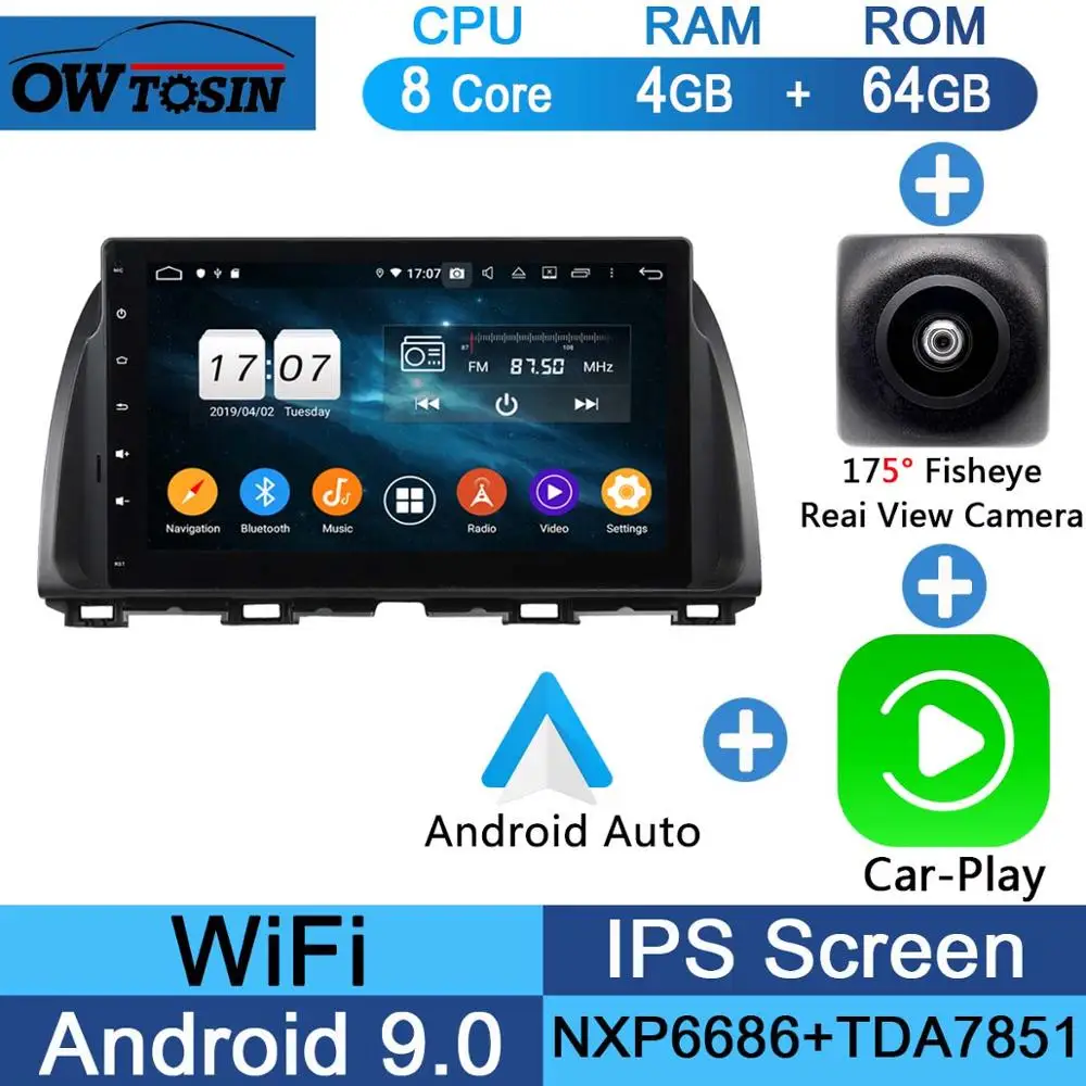 10," ips 8 ядерный 4 Гб+ 64 ГБ Android 9,0 автомобильный dvd-плеер для Mazda CX-5 CX5 CX 5 Atenza 2012- gps Радио DSP Parrot BT CarPlay - Цвет: Fisheye Carplay n A