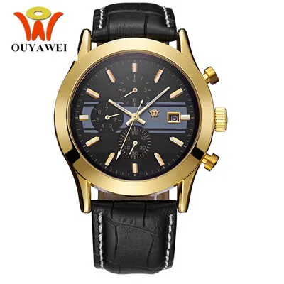 Оригинальные автоматические часы OYW, мужские наручные часы, модные водонепроницаемые повседневные часы, мужские Аналоговые часы - Цвет: Gold Black