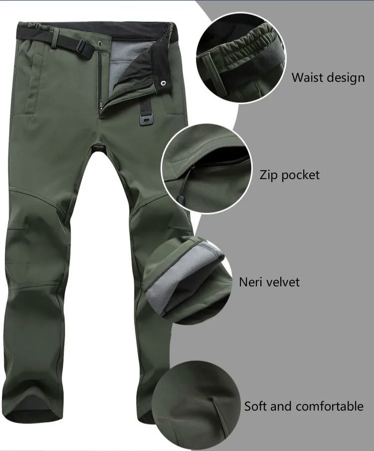 Уличные мужские и женские мягкие штормовые брюки, утолщенные зимние ...