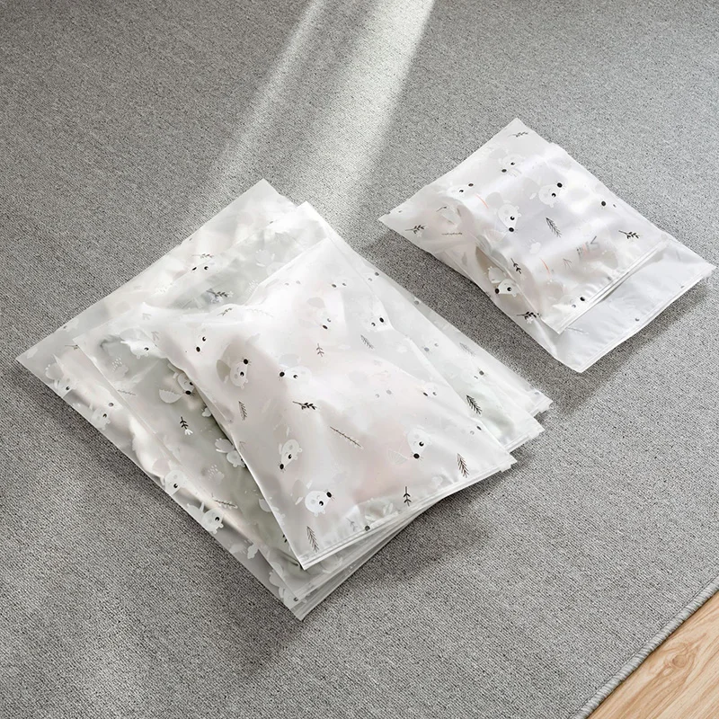 5 Pcs/Lot Travel Sealed Bag Clothing Classify Travel Bag Clear Bag PE Zipper Frosted Bag