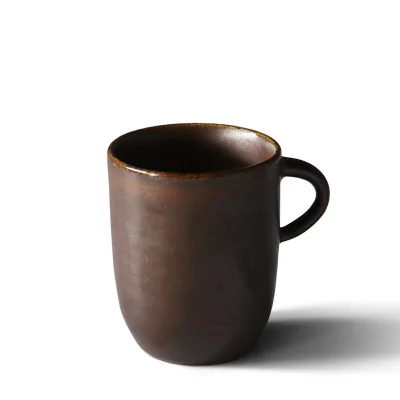 Кофейная кружка высокого качества ручной работы керамическая чашка с рукояткой короткий стиль молоко чай посуда для напитков брендовые креативные чашки и кружки - Цвет: C