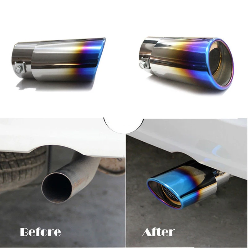 JX-LCLYL Colorful Stainless Steel Car Rear Tail Exhaust Straight Pipe Muffler Tips