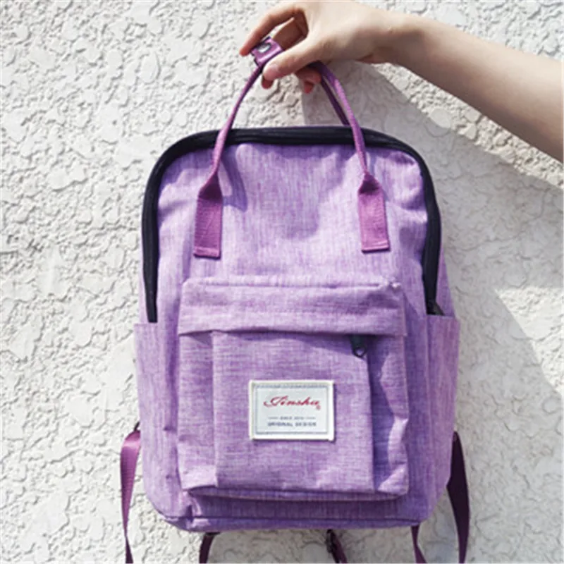 

2019 New Fashion Retro Japanese soft sister purple small backpack backpack female solid color student bag