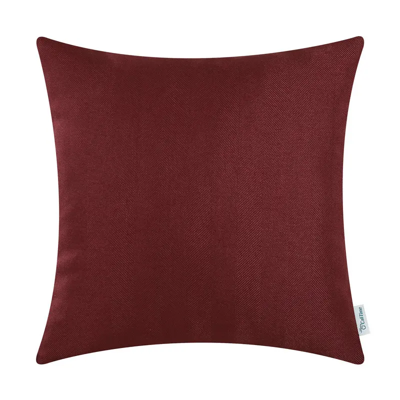 

CaliTime Cushion Cover Throw Pillow Cases Shell High Class Faux Linen Chevron Striped 18" X 18"(45cm X 45cm) Burgundy