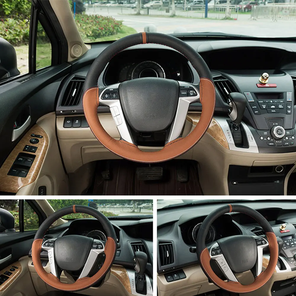 

CNIKESIN Steering Wheel Car 36 38cm Covers Auto Hand Sewing Leather Wear-resisting With Needles And Thread Interior Accessories