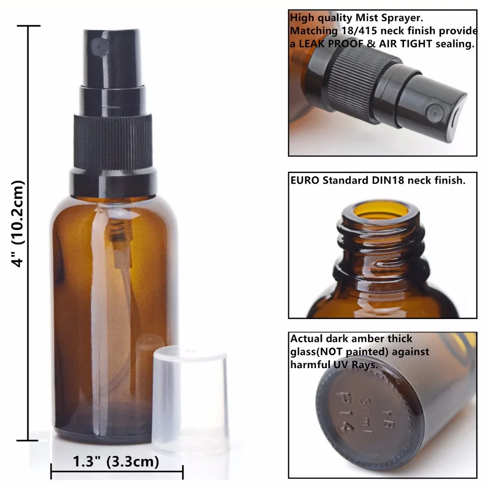 Murah 12 Pcs Kosong Dapat Diisi Ulang 30 Ml Amber Kaca Semprotan Bottle Vaporizador dengan Penyemprot Kabut Halus untuk Minyak Atsiri Aromaterapi Parfum