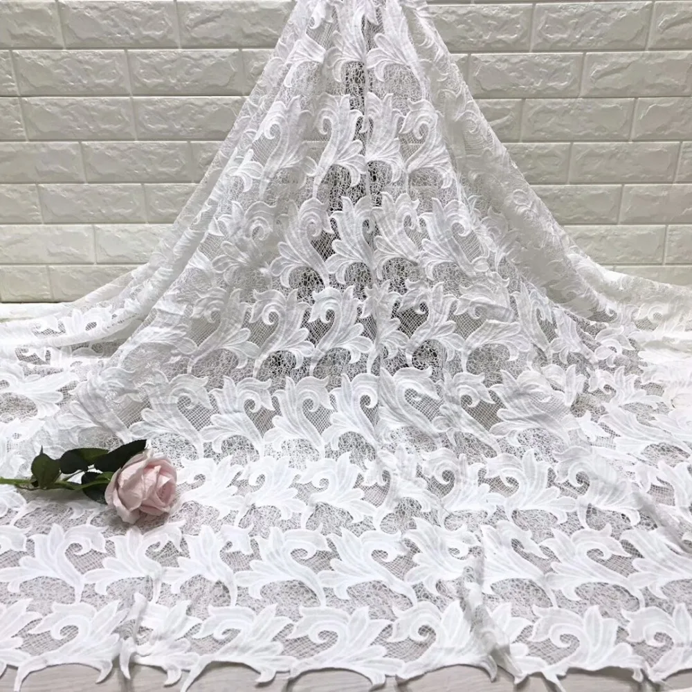 

Cassiel 2019 Latest African Laces Fabrics French White Embroidered Guipure Lace Fabric High Quality Nigerian Lace Fabrics