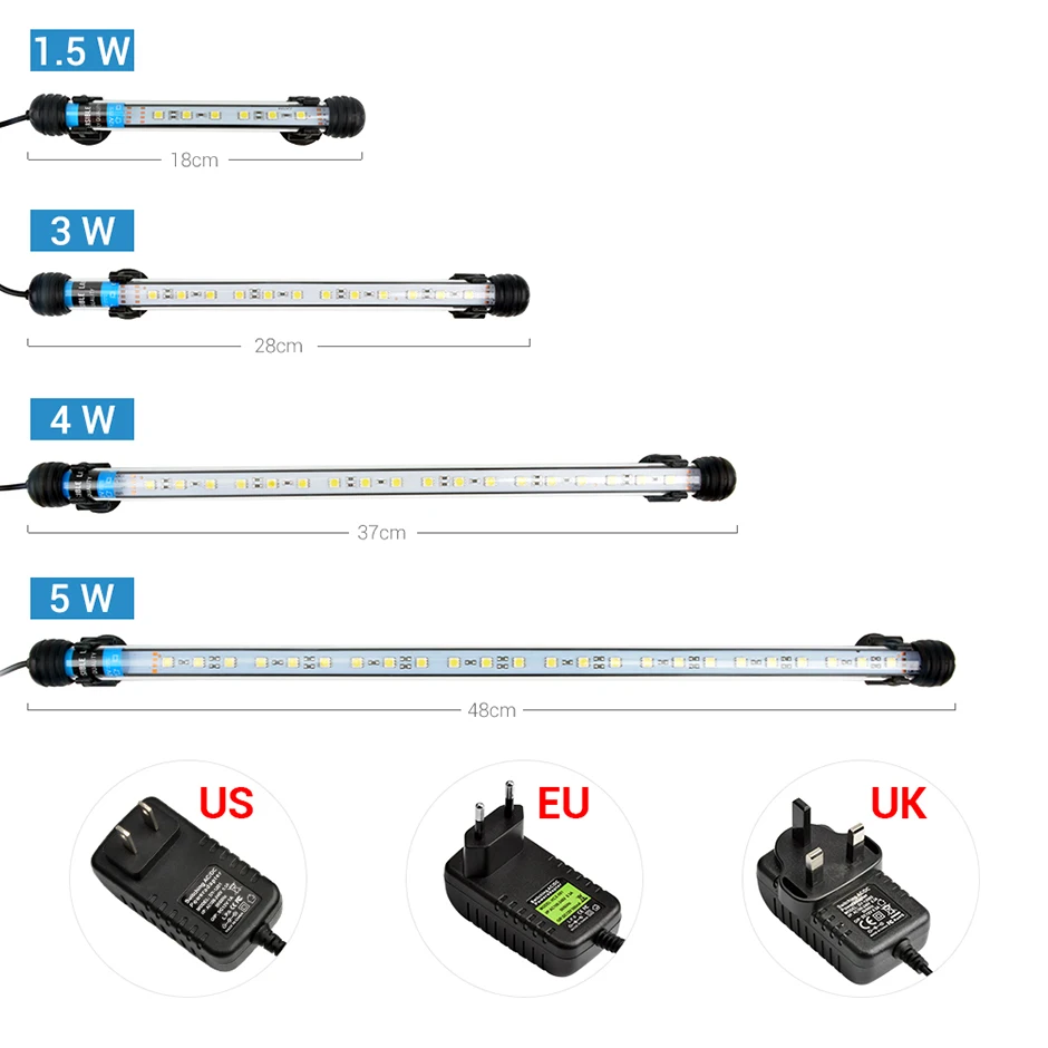 NICREW 100 V-240 V Погружной светодиодный аквариумный светильник 5050 SMD светодиодный бар Водонепроницаемый светильник 18-48 см подводный аквариум Декор светодиодный светильник Инж