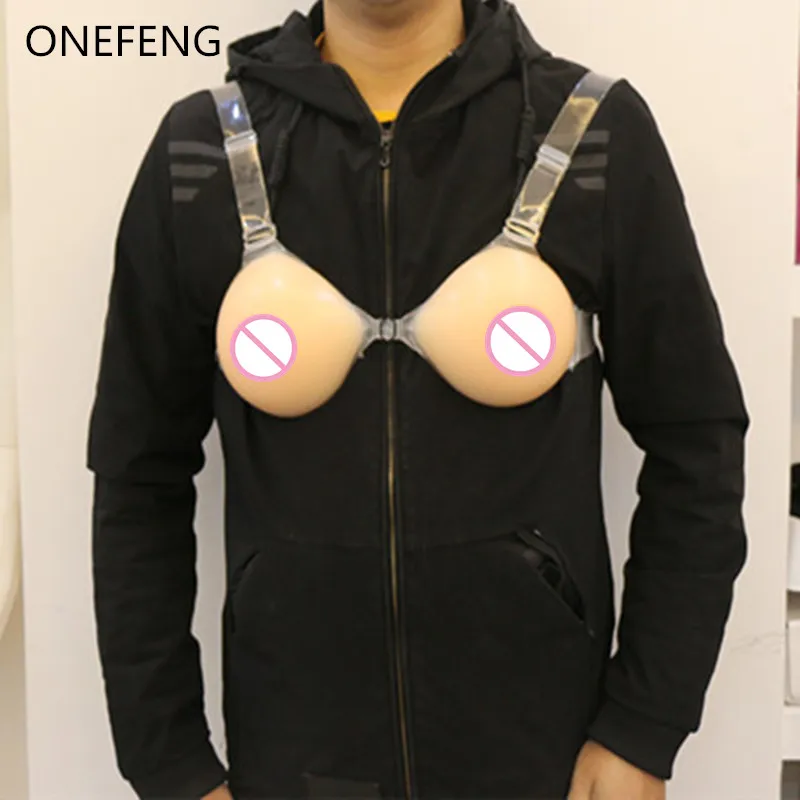 

ONEFENG Round Shape 800-1200g D Cup False Silicone Breast Forms Artificial Boobs Enhancer False Tits for Transgender