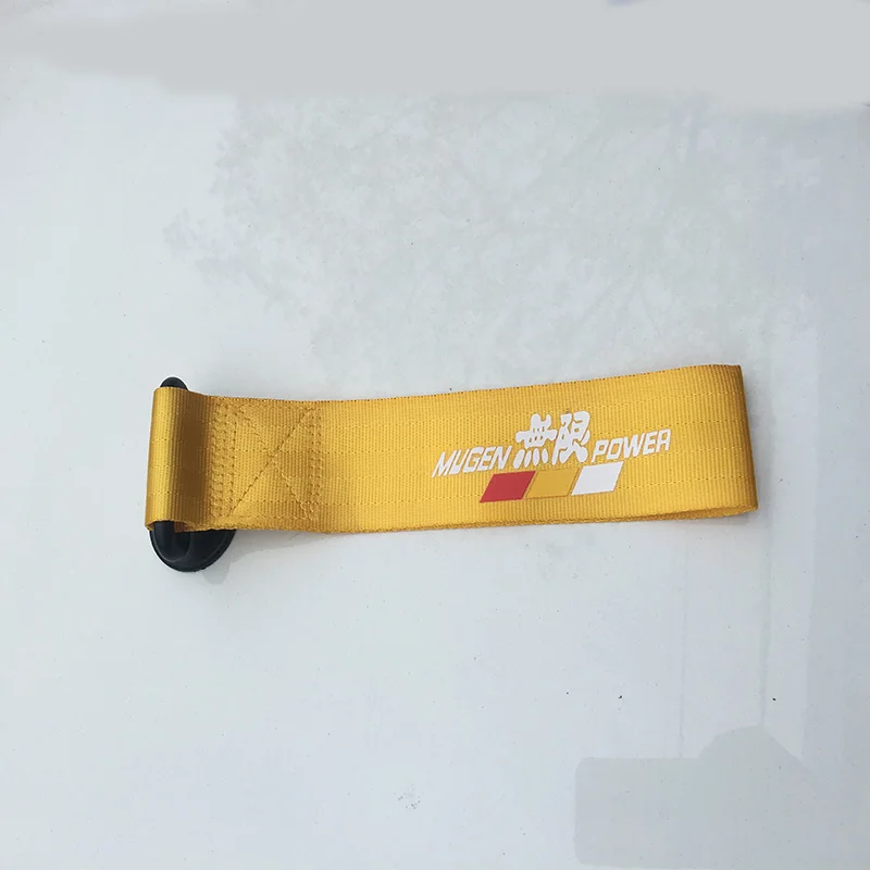 Gold Mugen JDM Гоночный стиль буксировочный трос нейлоновый декоративный прицеп буксировочные тросы гоночный автомобиль Универсальный Буксировочный глаз буксировочный ремень бампер наклейка - Название цвета: Gold