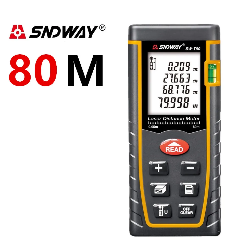 Digital Laser distance meter New 80m 262ft Bubble Level Tool measure Tape for Area/Volume M/in/Ft Rangefind Range finder Tester
