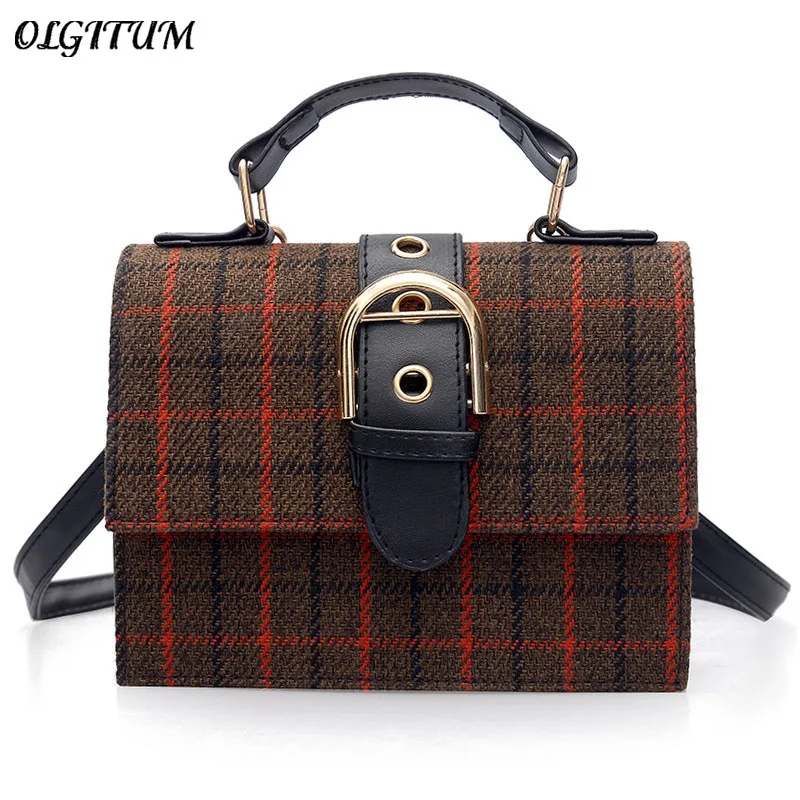 Fashion plaid Pattern canvas Handbags Women Tassel Casual Tote Bags