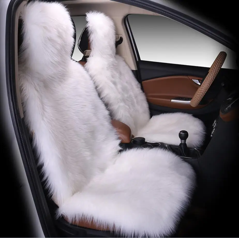 Natural Fur Sheepskin Car Seat Covers, Universal Wool Car Seat Cushion,Winter Warm Car Front Seat Cover SWSC02