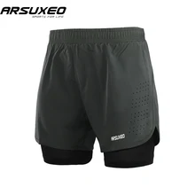 ARSUXEO мужские шорты для бега 2 в 1 быстросохнущие дышащие спортивные шорты для активных тренировок для бега с эластичной резинкой на талии