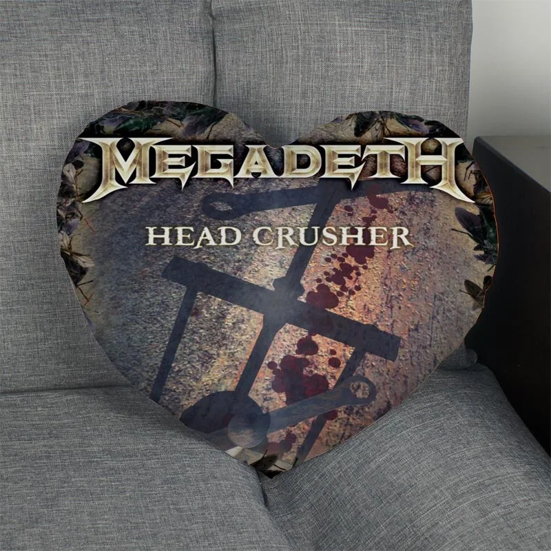 

Megadeth Heart Shape Pillow Cover Custom zipper Pillowcase Just Cover No Core Size 41x36cm,47x42cm