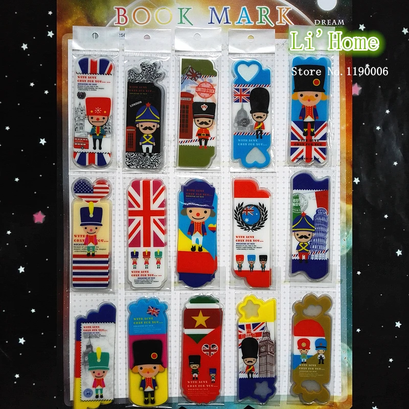 

120pcs/ set cute cartoon character soldiers plastic bookmark book sticker bookmarks for books Plstic Bookmarks school supplies