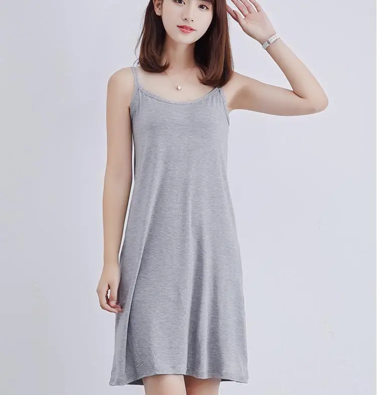 Modal Women's summer full slips with shoulder-straps render vest inside lingerie slip dress underskirt
