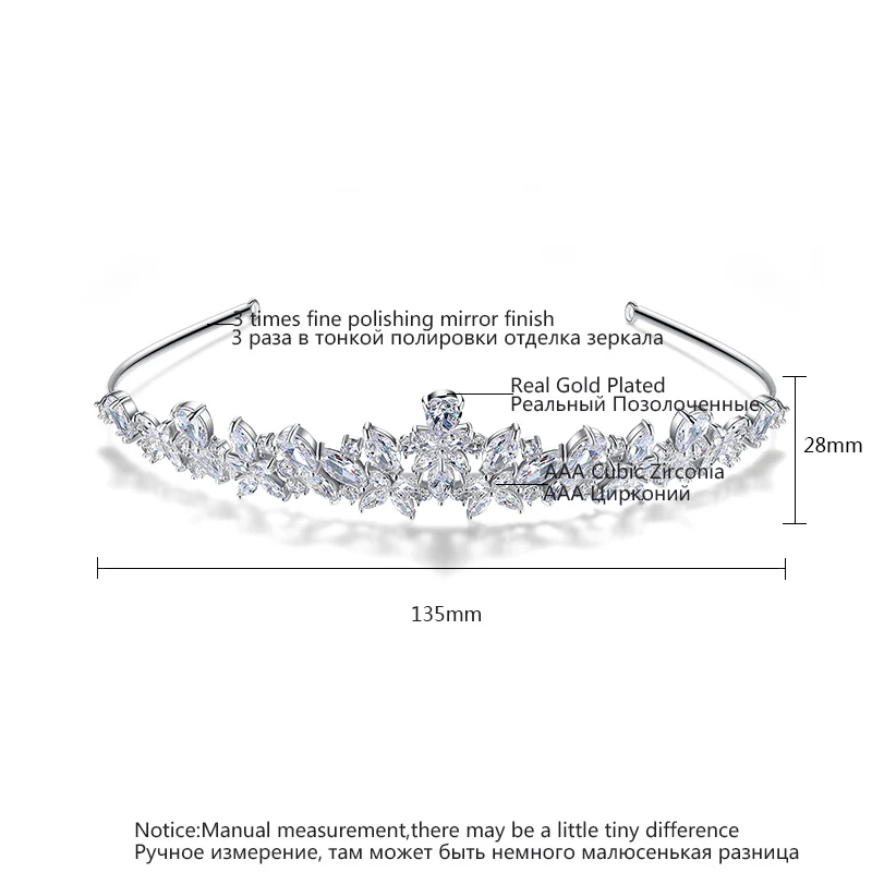 Luoteemi Роскошные Свадебные кристалл тиара корона принцессы Queen Pageant Ясно CZ ювелирных повязка Свадебные Женские аксессуары для волос