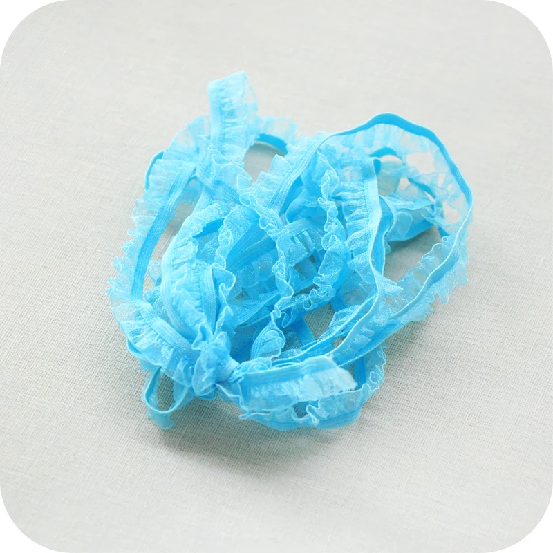 

1M Elastic Pleated Guipure Lace Ribbon Trim 1cm Sewing Green Lace Fabric Dress Decoration Clothes Craft Supplies dentelle LE9