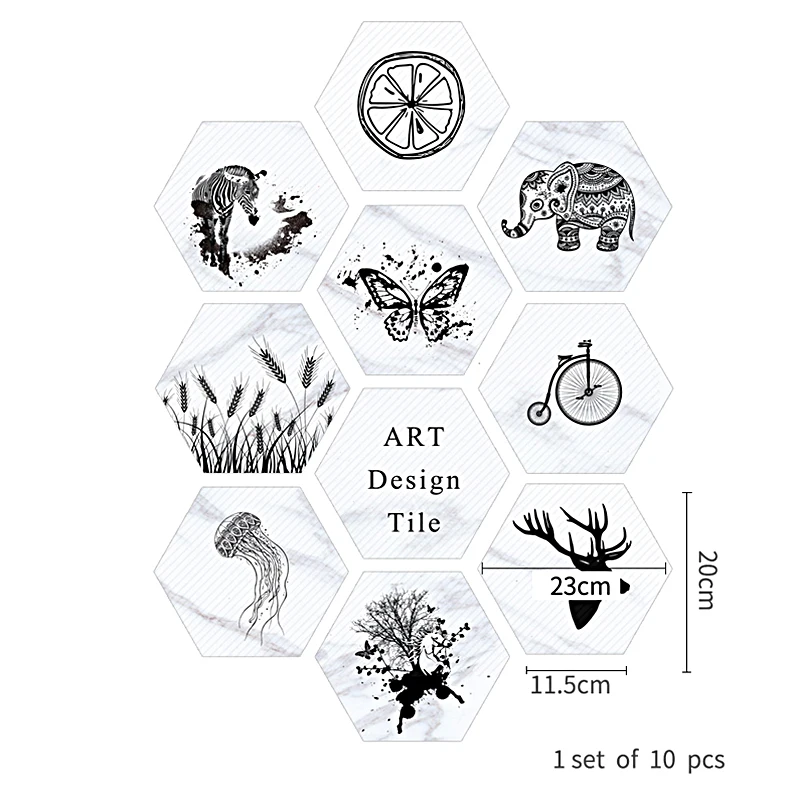 10 шт./компл. новая имитация Мрамор шестиугольная плитка наклейки Ванная комната Кухня «сделай сам» для дома с нескользящей подошвой для пар пол Плитки наклейки