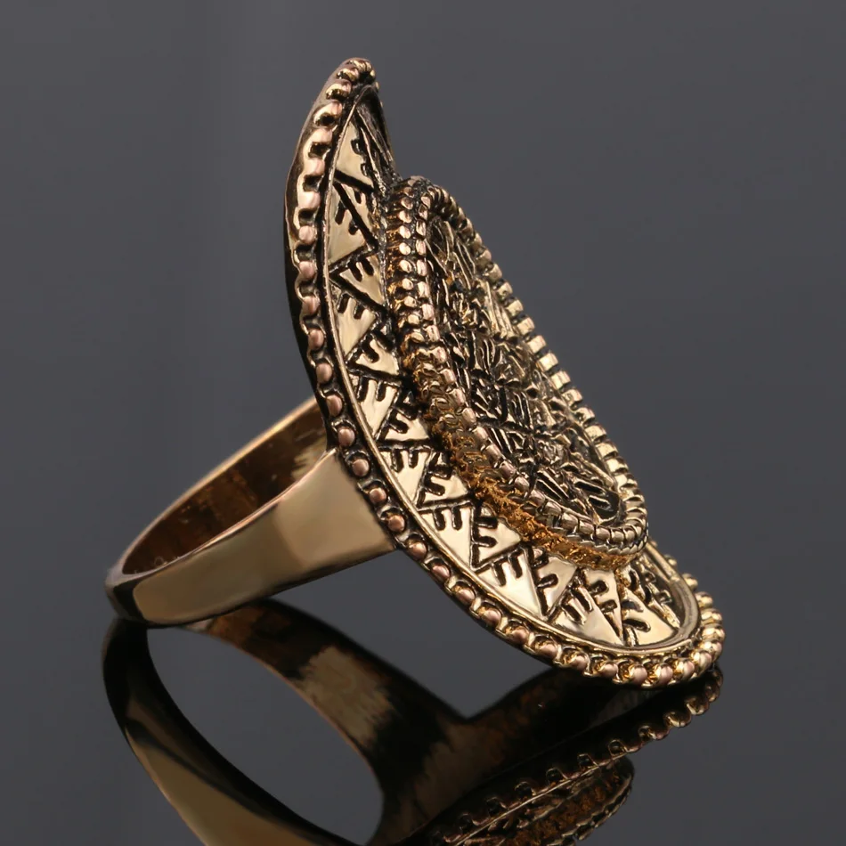Винтажное кольцо панк Рок золотого цвета в античном стиле амулеты овальные солнце бог декоративный узор счастливый подарок женские ювелирные изделия