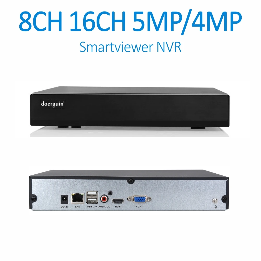 

doerguin 8CH 16CH 5MP Onvif Video Recorder Support H.264 H.265 IP Cameras Compatible with 10TB HDD, Onvif RTSP doerguin Protocol