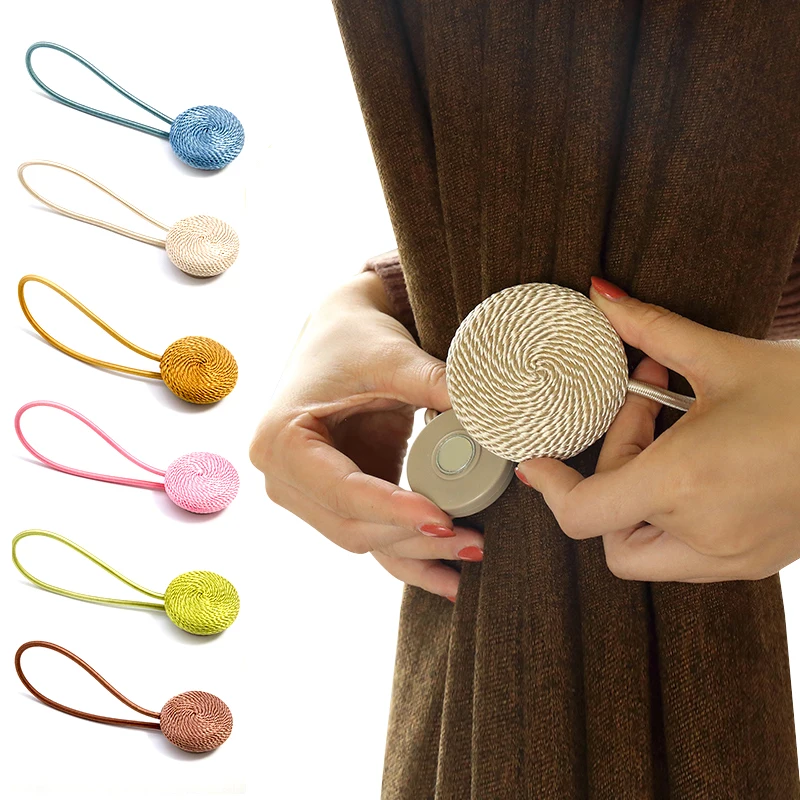 

1 PC Curtain Tieback with Magnetic Decorative Drapes Rope Tieback Convenient Weave Holder Bedroom Curtain Accessories Decor