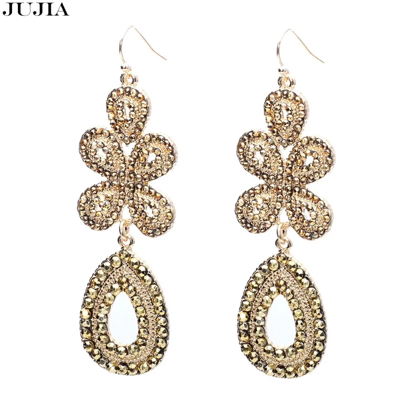 

Free Shipping 2019 Birthday Gift Bijoux Gold Flower Metal Beads Earrings Drip Snowflake Long Earrings Wholesales Women Jewelry