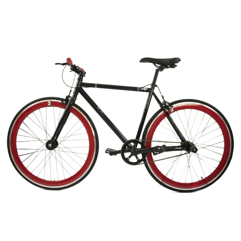 black and red fixie bike