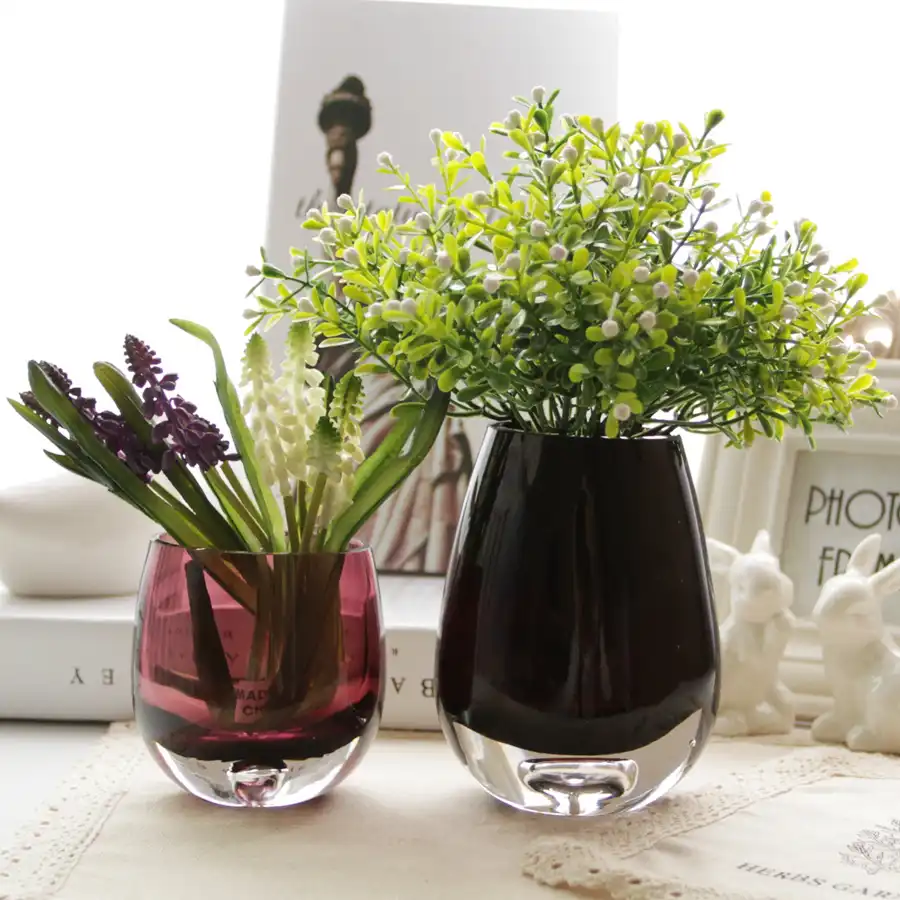 Oval Shape Colorful Glass Vases Flower Pot Home Decoration