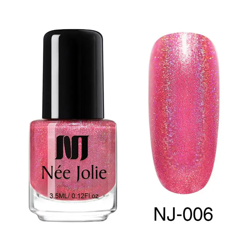 Лак для ногтей NEE JOLIE Pink Series, быстросохнущий, 3,5 мл, 7,5 мл, голографический матовый блеск, зеркальный эффект, лак для ногтей, 18 цветов - Цвет: 3.5ml Holo-06