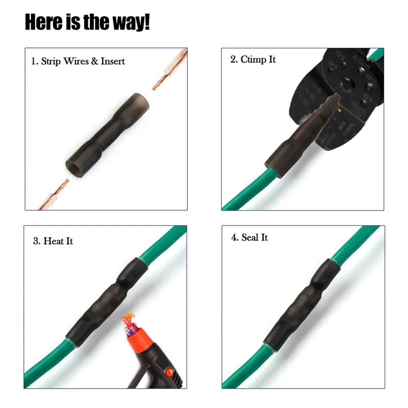 50X Solder Weld ring heat shrink shrinkable Wire terminals BUTT Waterproof 26-10